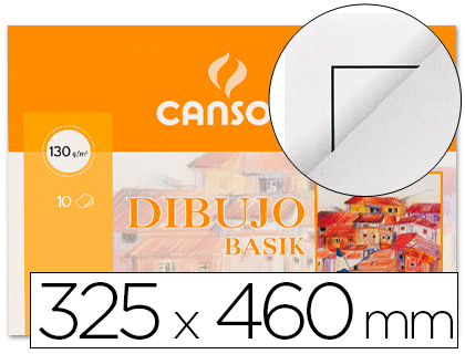 10h papel dibujo Canson Basik 325x460mm. 130g/m² con recuadro
